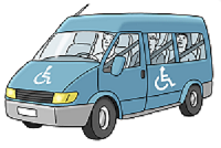 Illustration eines Transportautos für Rollstuhlfahrer.