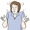 Illustration einer Frau die mit den Schultern zuckt. 